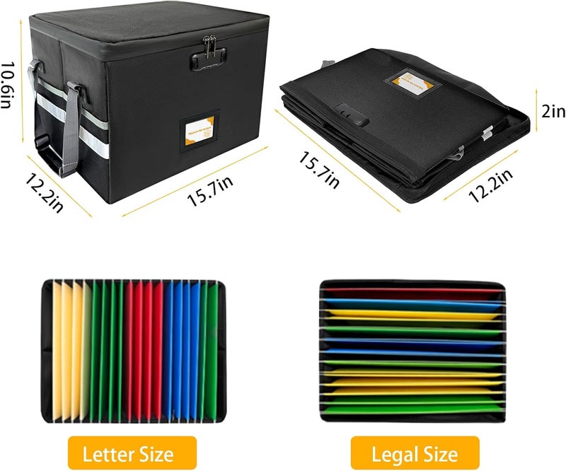 TIDY TECH Deluxe Pro Large Next of Kin Box Organizer with 50-Page Family Document Guide, Fireproof Foldable File Organizer with Combination Lock, 10 Hanging Files and 115 Category Labels (15.7"L×12.2"W×10.6"H) - Image 2